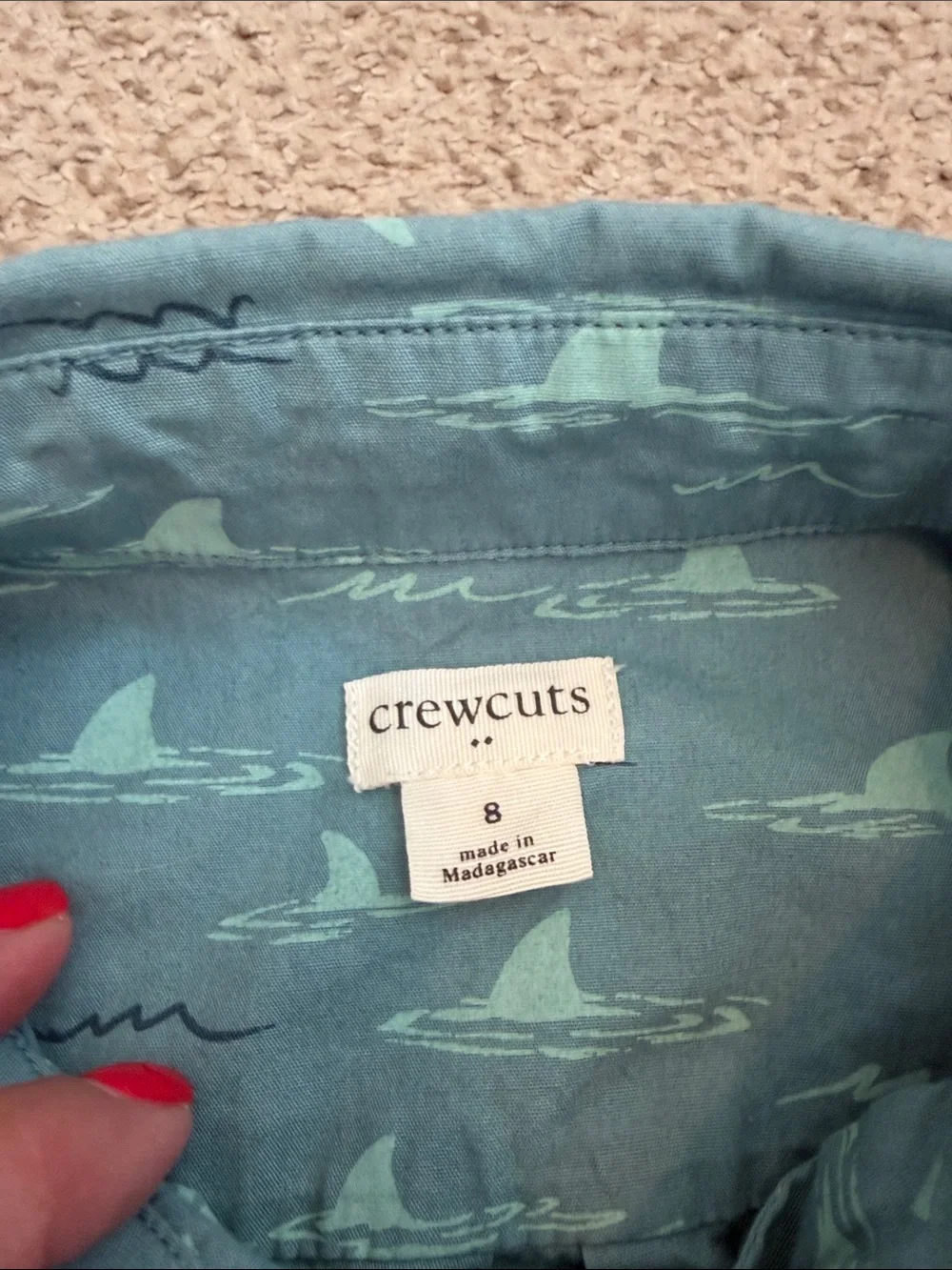 J. Crew Shark Print Button-Up Shirt in Teal, 8